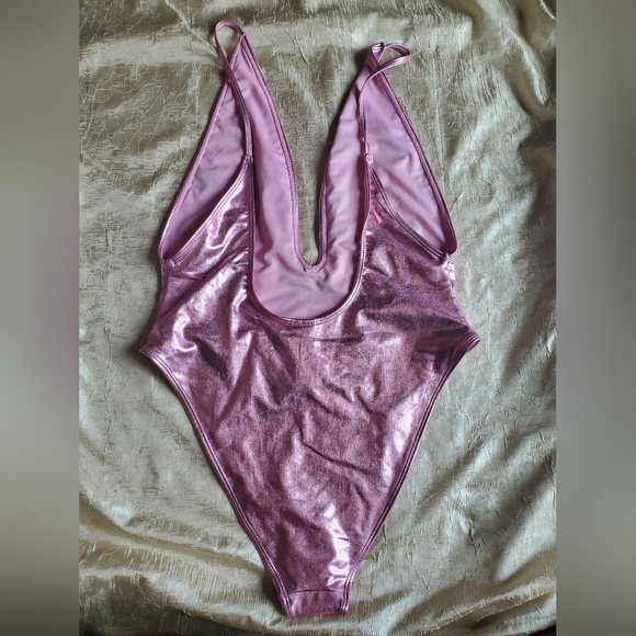 Forever 21 metallic pink bathing suit bodysuit - Picture 2 of 3